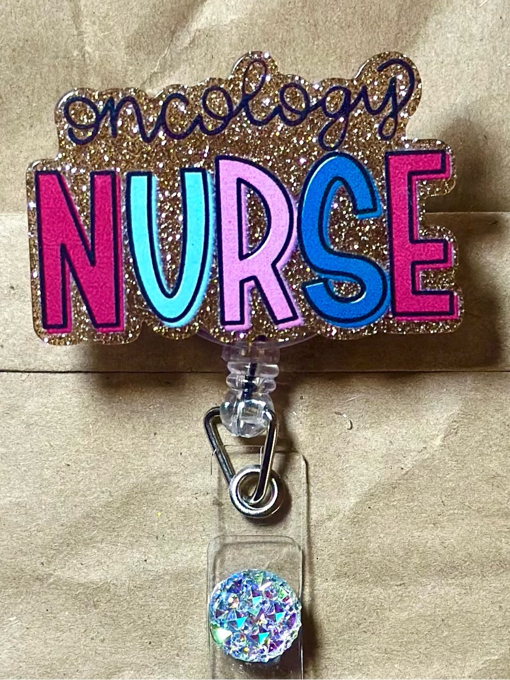 Oncology Nurse Glitter Badge Reel